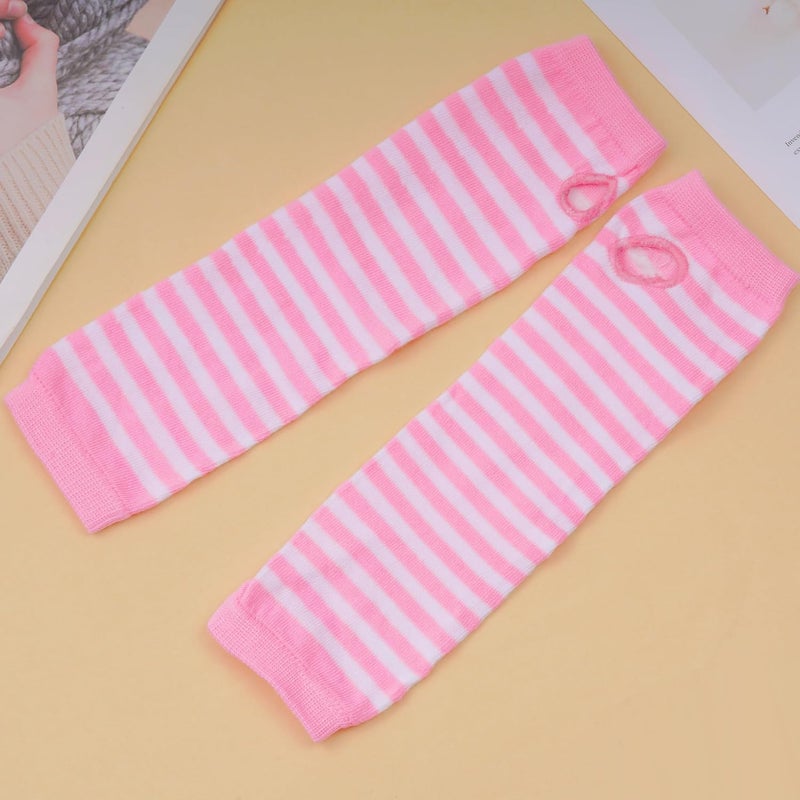 Nydotd Fingerless Long Sleeve Mittens Gloves Y2K Kawaii japanese harajuku Gothic Punk Knitted Striped Arm Warmer for Women - Image 4